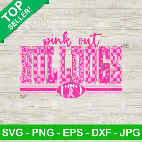Pink Out Bulldogs SVG, Leopard Breast Cancer SVG, Georgia Bulldogs Football SVG
