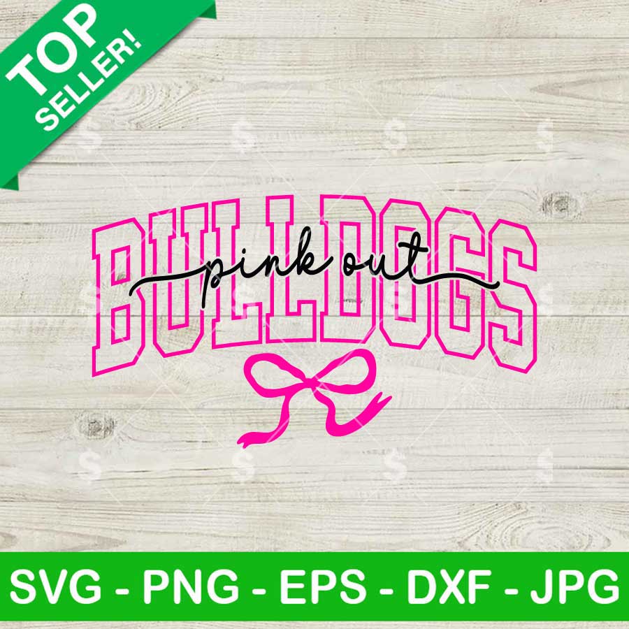 Pink Out Bulldogs Coquette Bow SVG