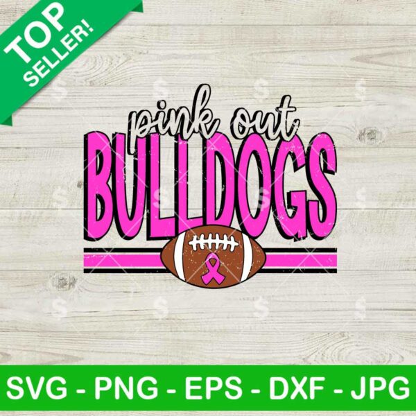 Pink Out Bulldogs Football SVG, Breast Cancer Awareness SVG, Georgia Bulldogs Football SVG