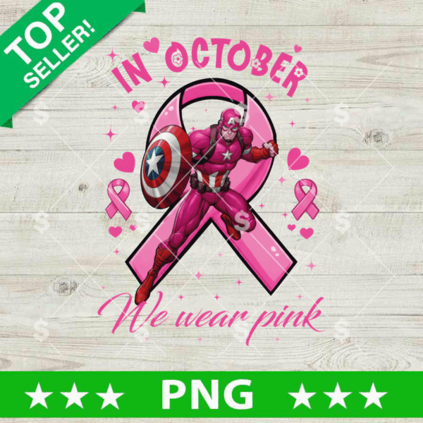 In October We Wear Pink Captain America PNG