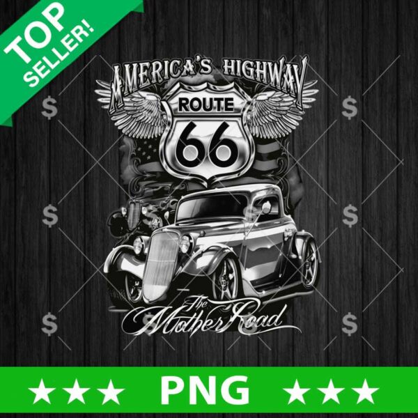 America's Highway PNG, Vintage Car PNG Sublimation