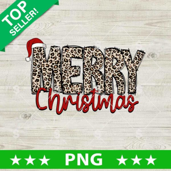 Merry Christmas Cheetah Print PNG
