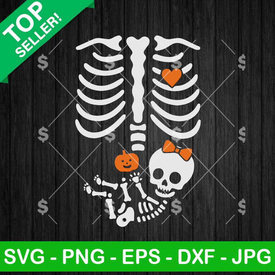 Skeleton Pregnant Halloween SVG