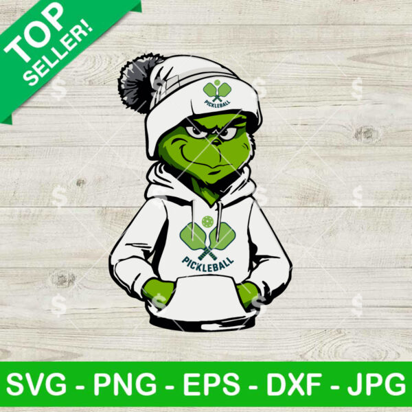 Grinch Wearing Hoodie Pickleball SVG