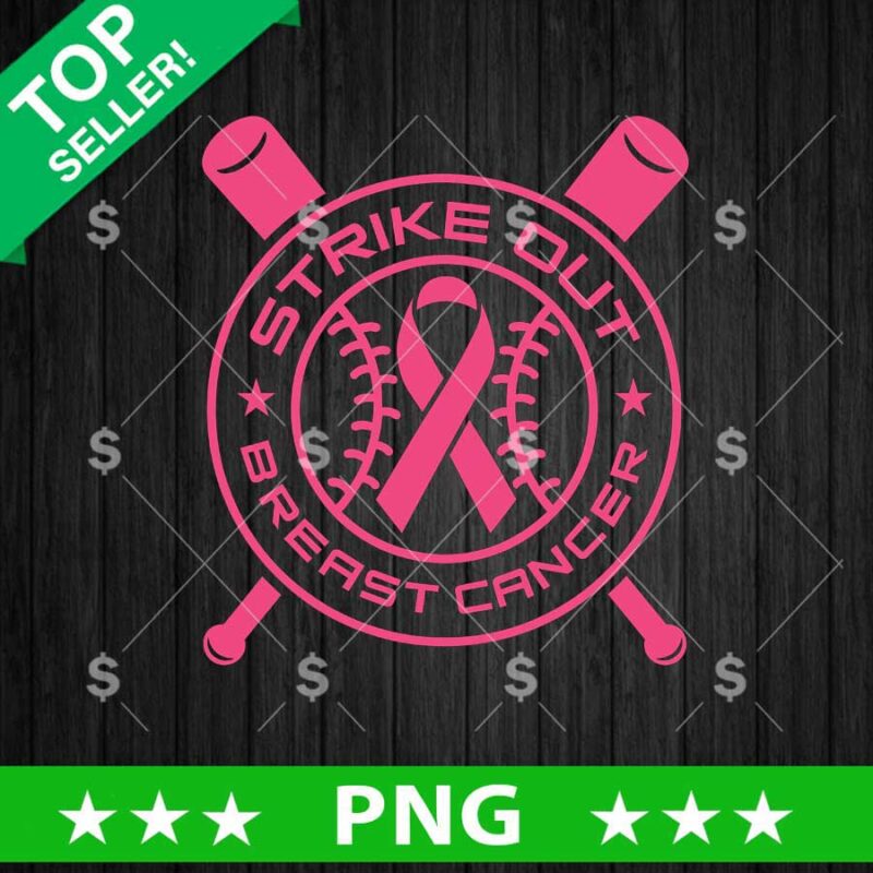 Strike Out Breast Cancer Baseball Bat PNG