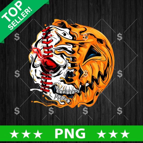 Baseball Skeleton Halloween Face PNG