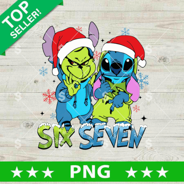 Grinch Stitch Six Seven PNG