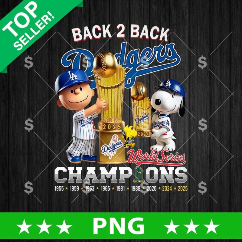 Back To Back Dodgers World Series Champions PNG