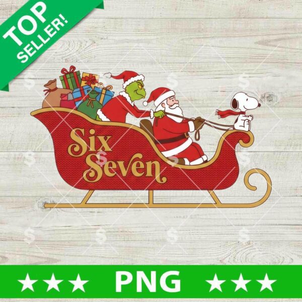 Six Seven Grinch Santa Claus PNG, Santa And Grinch Sleigh PNG, Santa Sleigh PNG Sublimation