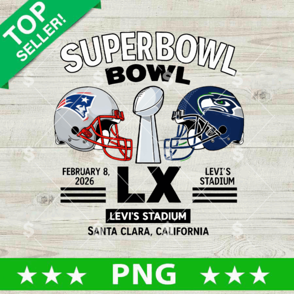 Seattle Seahawks vs New England Patriots Super Bowl 2026 PNG