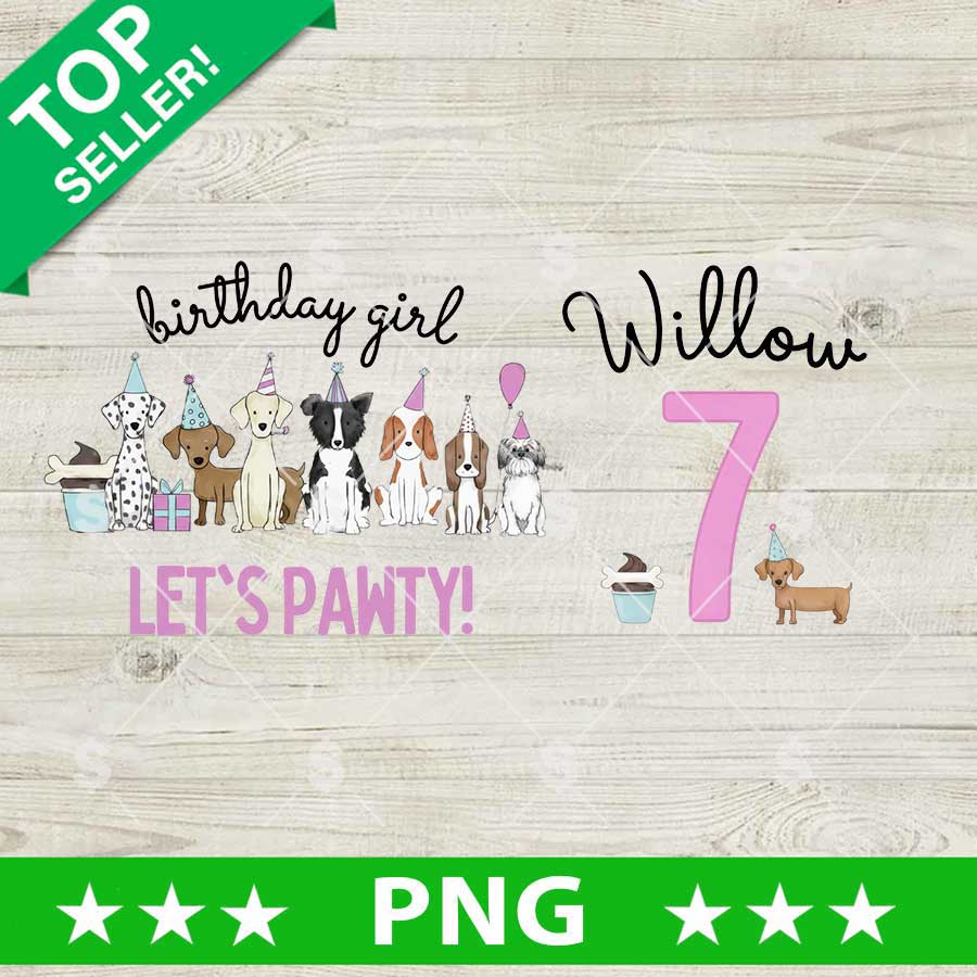 Birthday Girl Let's Pawty Funny Dog PNG