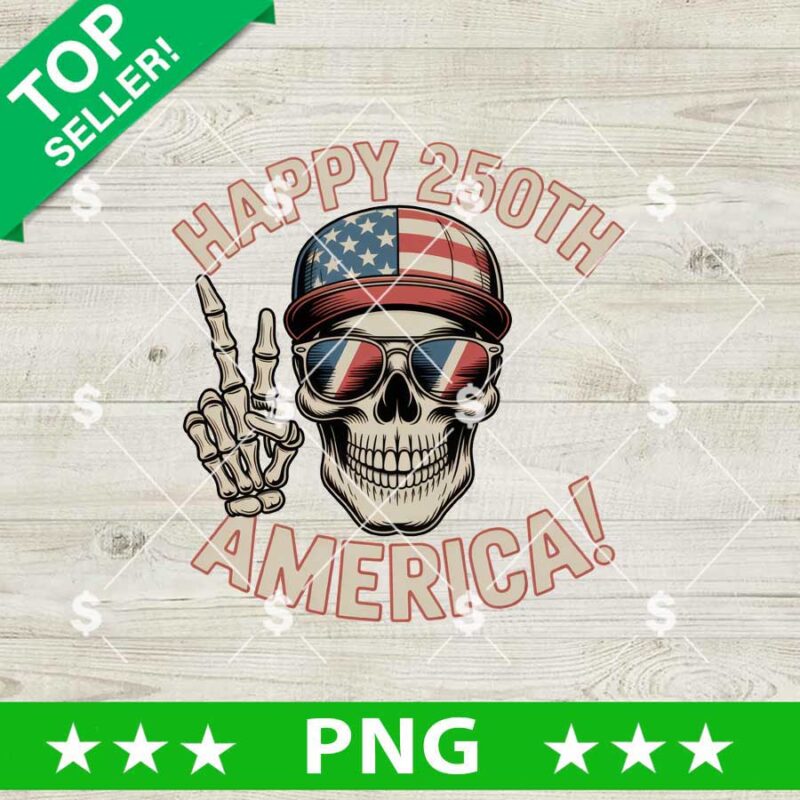 Happy 250th America Skull PNG
