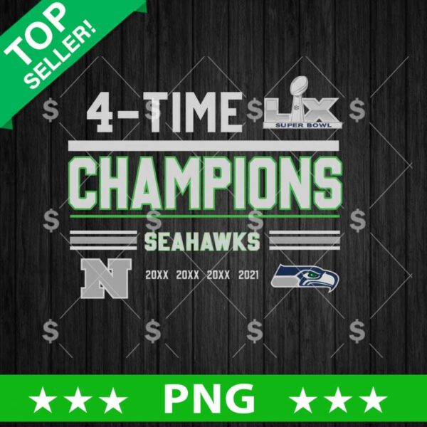 4 Time Champions Seahawks PNG