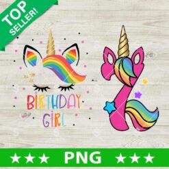 Birthday Girl Unicorn PNG, Seven Birthday Unicorn PNG Sublimation File, Unicorn Birthday Girl PNG