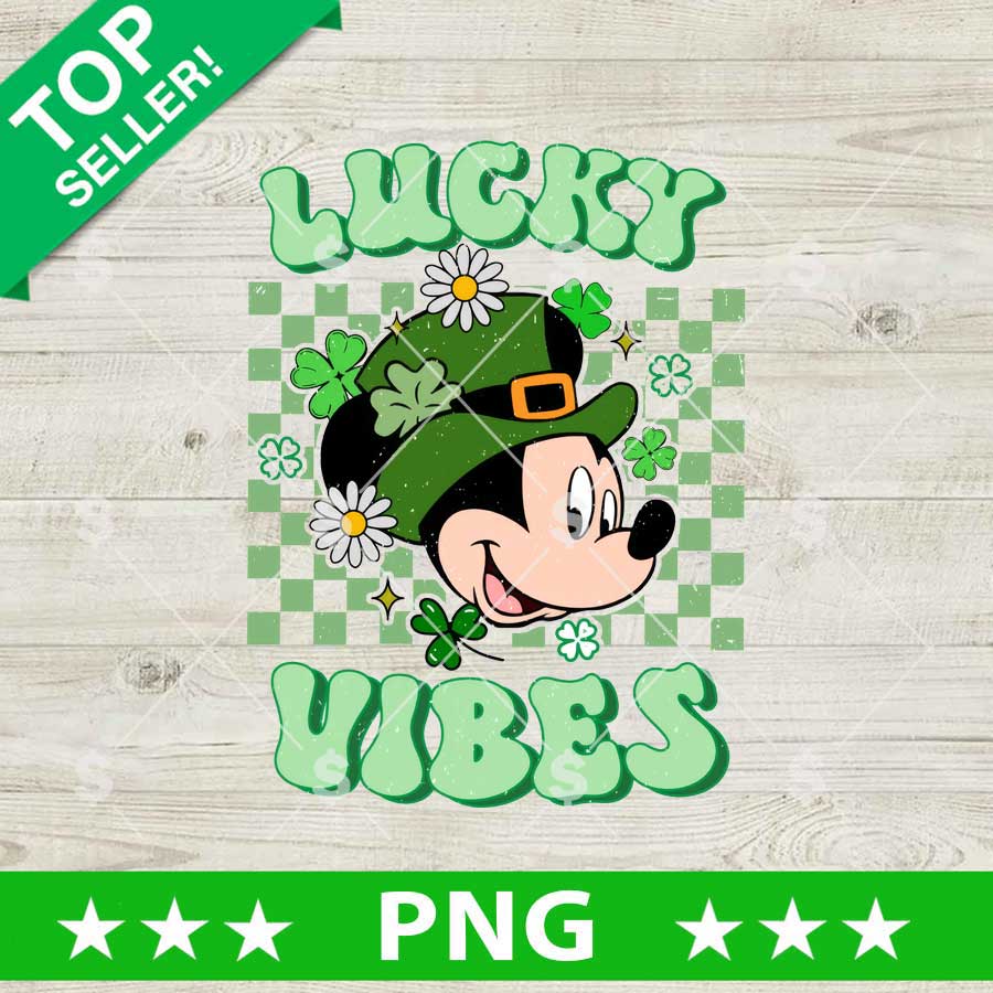 Lucky Vibes St Patrick's Day Mickey PNG