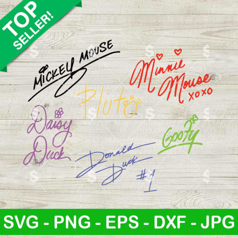 Disney Characters Signature Hand Writer SVG