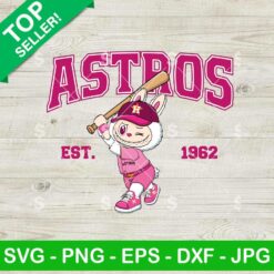 Labubu Pink Astros Baseball SVG