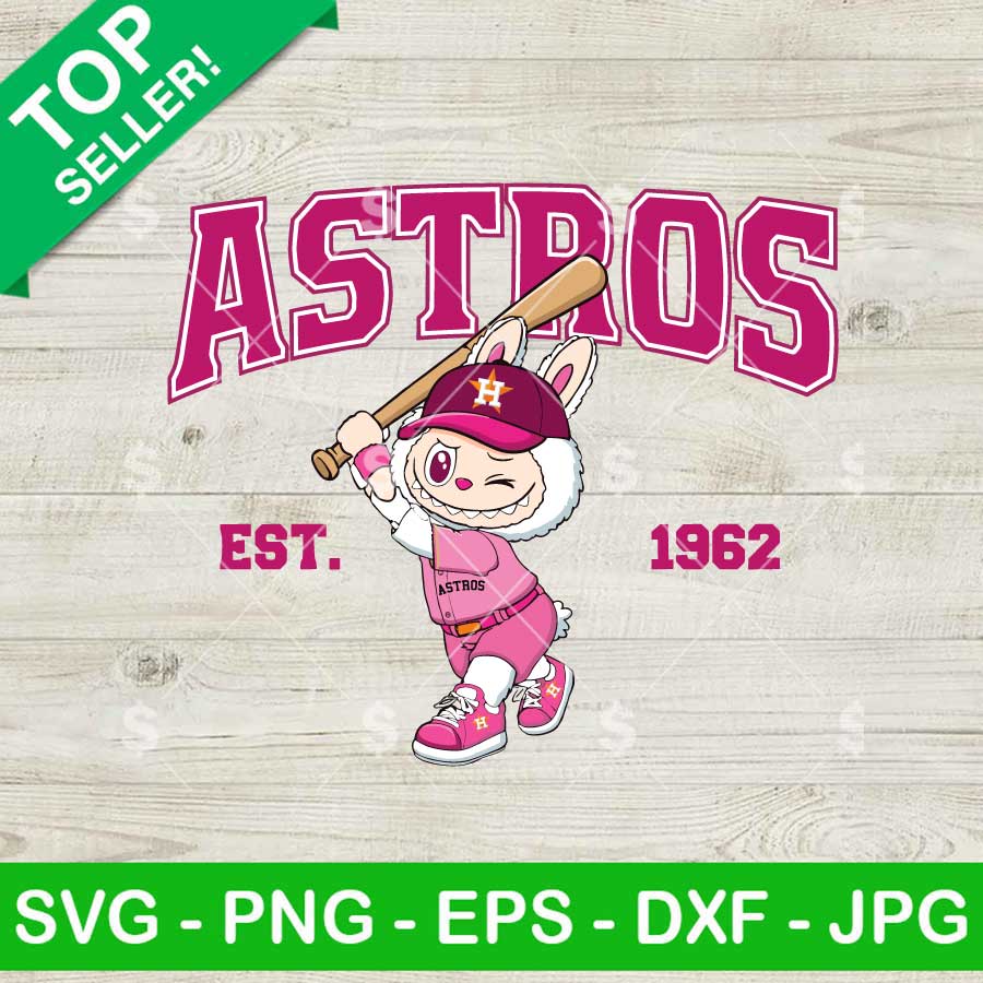 Labubu Pink Astros Baseball SVG