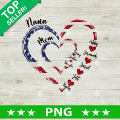Patriotic Mom And Nana Heart PNG