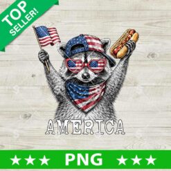 America Raccoon 4th of July PNG, American Flag PNG, 4th of July Raccoon PNG
