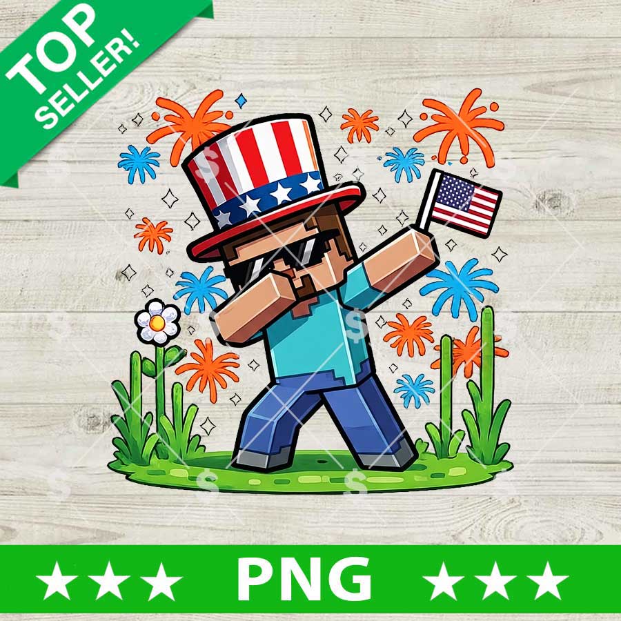 Minecraft Dabbing America 4th of July PNG