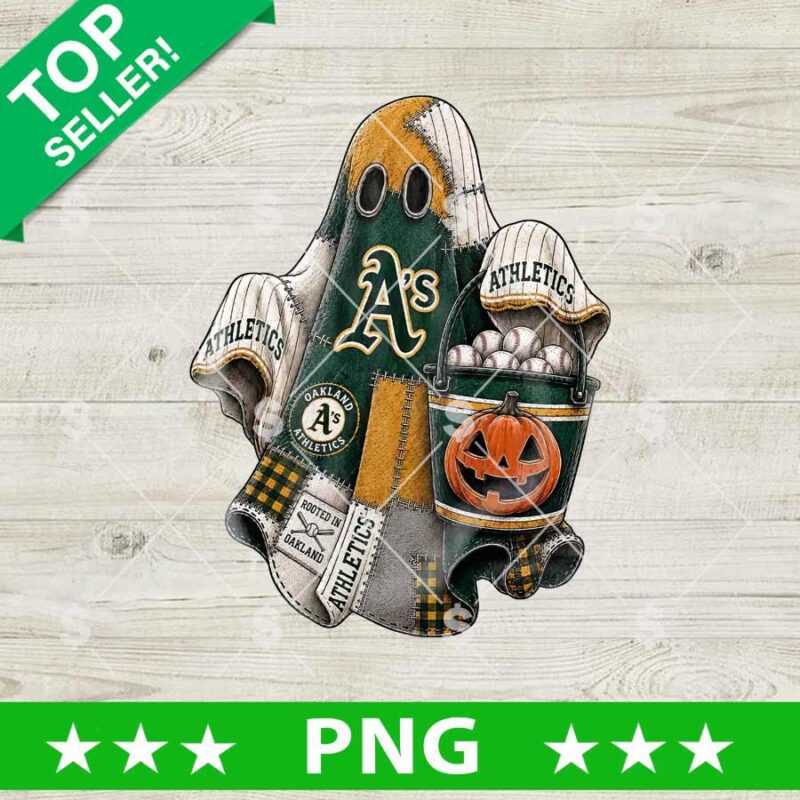 Oakland Athletics Boo Ghost Patchwork PNG, Ghost Patchwork MLB PNG, Oakland Athletics Sublimation PNG