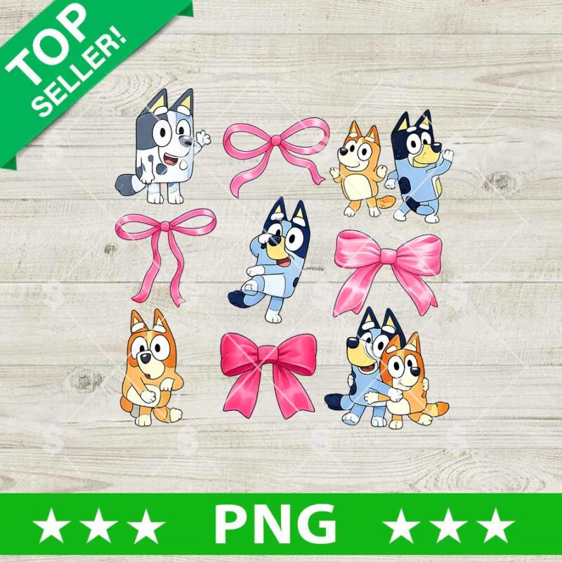 Bluey Family Coquette Bow PNG