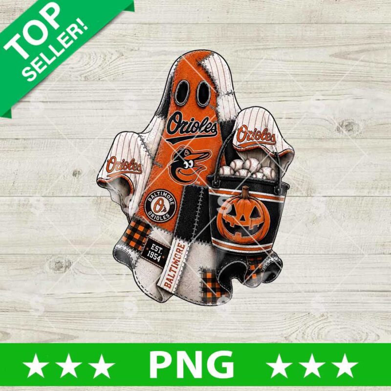 Baltimore Orioles Boo Ghost Patchwork PNG