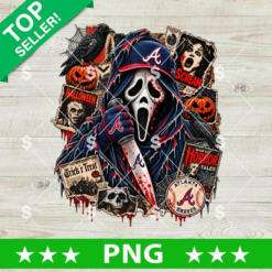 Atlanta Braves Halloween PNG, Ghostface Braves Horror Design, Atlanta Baseball Halloween Artwork