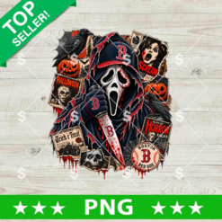 Boston Red Sox Halloween PNG, Ghostface Red Sox Horror Design, Boston Baseball Halloween Art