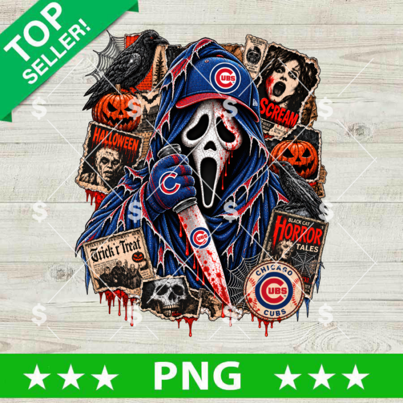 Chicago Cubs Ghostface Halloween PNG