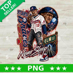Freddy Krueger Atlanta Braves PNG with Never Sleep baseball horror design