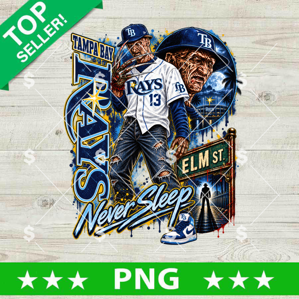 Freddy Krueger Tampa Bay Rays PNG, Sweet Revenge Baseball Horror Design, Rays Fan Art, Halloween Baseball Shirt Graphic, Digital Download