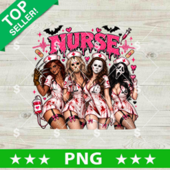 Horror Nurse Halloween PNG with four spooky nurse characters