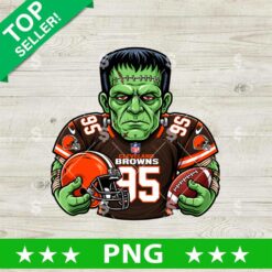 Cleveland Browns Frankenstein PNG football design with green Frankenstein wearing Browns jersey
