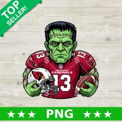 Arizona Cardinals Frankenstein PNG football design with green monster wearing jersey