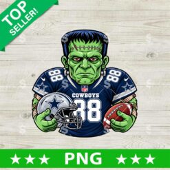 Dallas Cowboys Frankenstein PNG football design with green monster wearing jersey