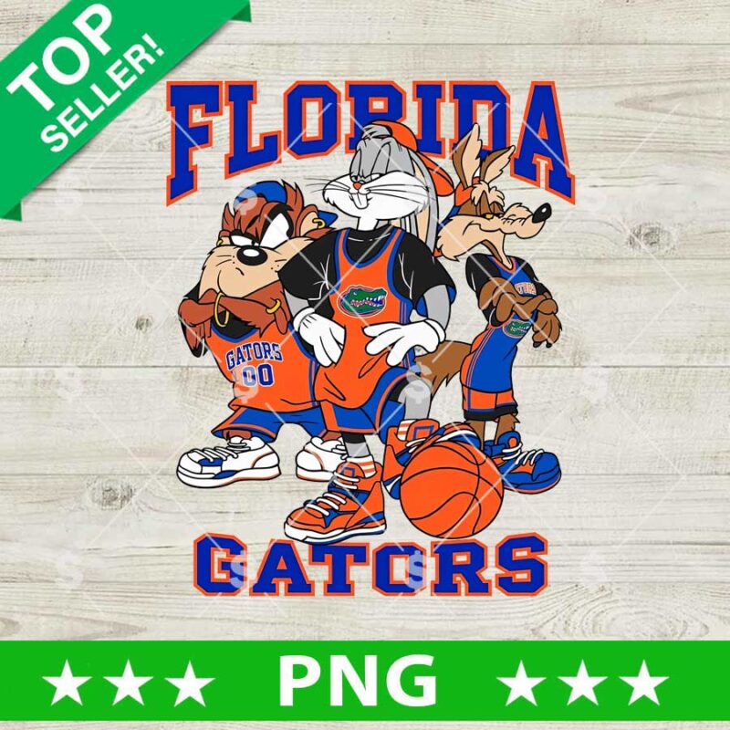 Florida Gators Baseball PNG featuring two illustrated baseball players, orange and blue uniforms, team lettering and baseball artwork