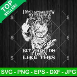 Chucky SVG with stitched killer doll, knife, and funny horror quote