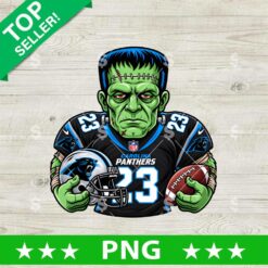 Carolina Panthers Frankenstein PNG football design with green monster wearing jersey