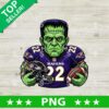 Baltimore Ravens Frankenstein PNG football design with green monster wearing jersey