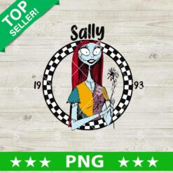 Sally PNG Halloween design with red hair patchwork dress and checkerboard frame