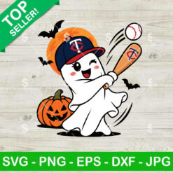 Minnesota Twins Halloween SVG baseball ghost with bat and pumpkin