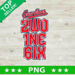 Guardians 2WO 1NE 6IX Emblem PNG transparent background clipart featuring bold red and navy athletic typography spelling 216 area code for DTF printing and sublimation.
