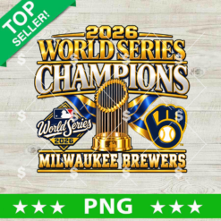 Milwaukee Brewers 2026 Champions PNG design with bold gold championship typography and team colors for baseball sublimation