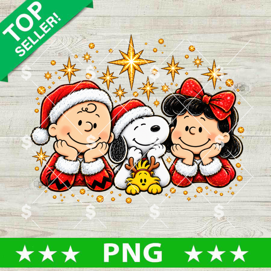 Peanuts Christmas PNG, Charlie Brown and Snoopy holiday digital design for sublimation and printing.