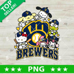 Sanrio Brewers PNG, Milwaukee Brewers baseball characters digital design for sublimation and printing.