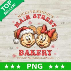 Mickey And Minnie Main Street Bakery PNG Christmas gingerbread design for sublimation crafting