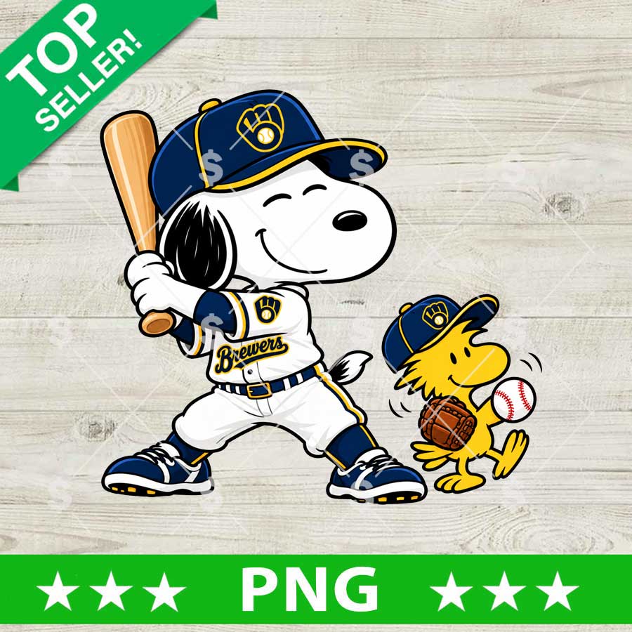 Milwaukee Brewers Snoopy PNG digital download baseball clipart design
