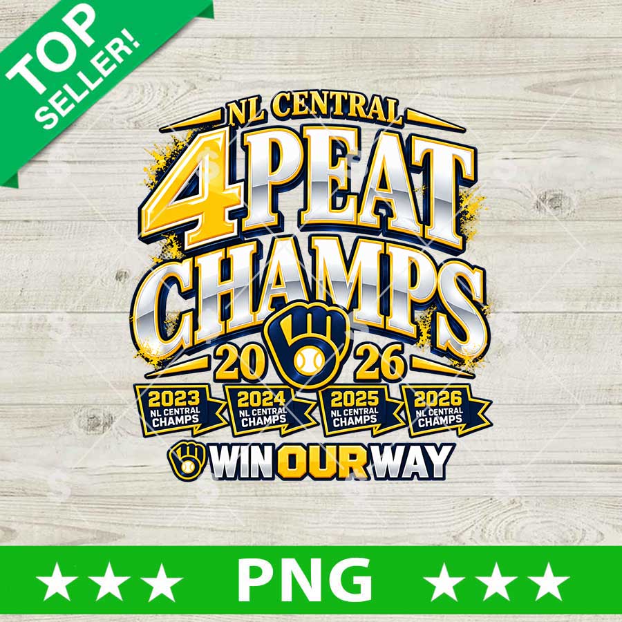 Milwaukee Brewers 4 Peat Champions PNG baseball digital download design